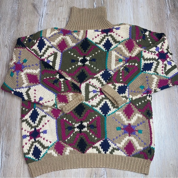 Vintage Peck & Peck Women’s Hand Knit Coogie Style Sweater Collared Shoulder Pad - Picture 4 of 12